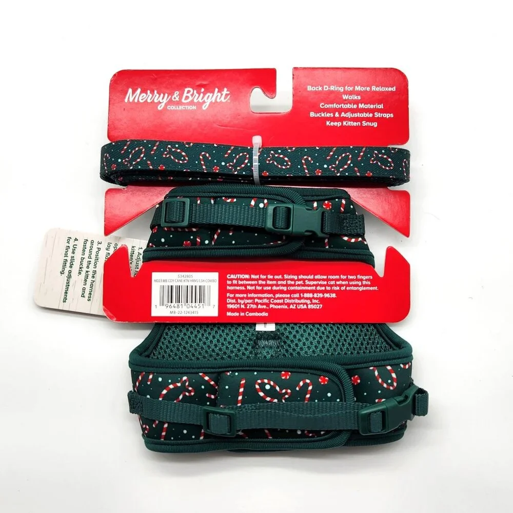 Merry & Bright Holiday Kitten Comfort Harness & Leash